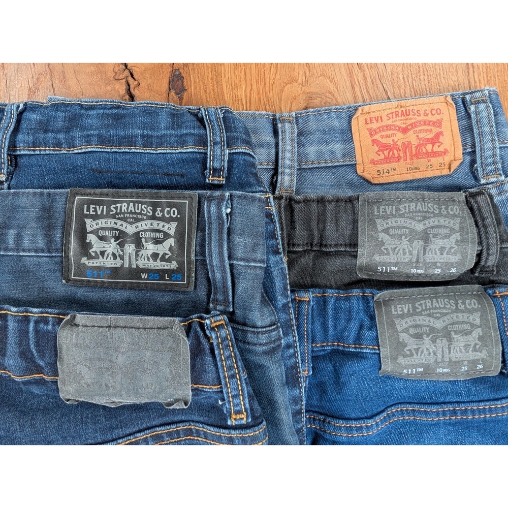Levi's 511/514 Youth Jeans Lot Mixed Wash Denim Size 25‎ 26 Skinny Slim Bundle